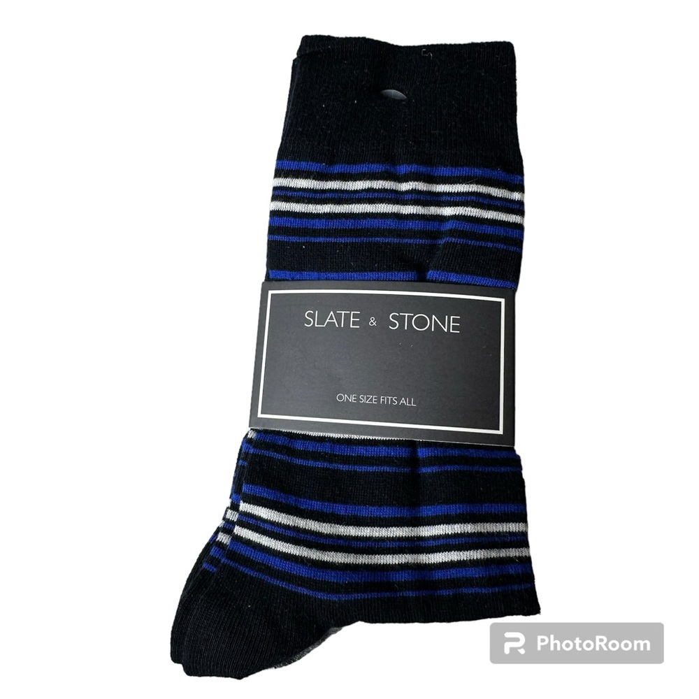 Slate & Stone 3 Pack Men’s Crew Socks One Size Fits All Gray Black Strip…